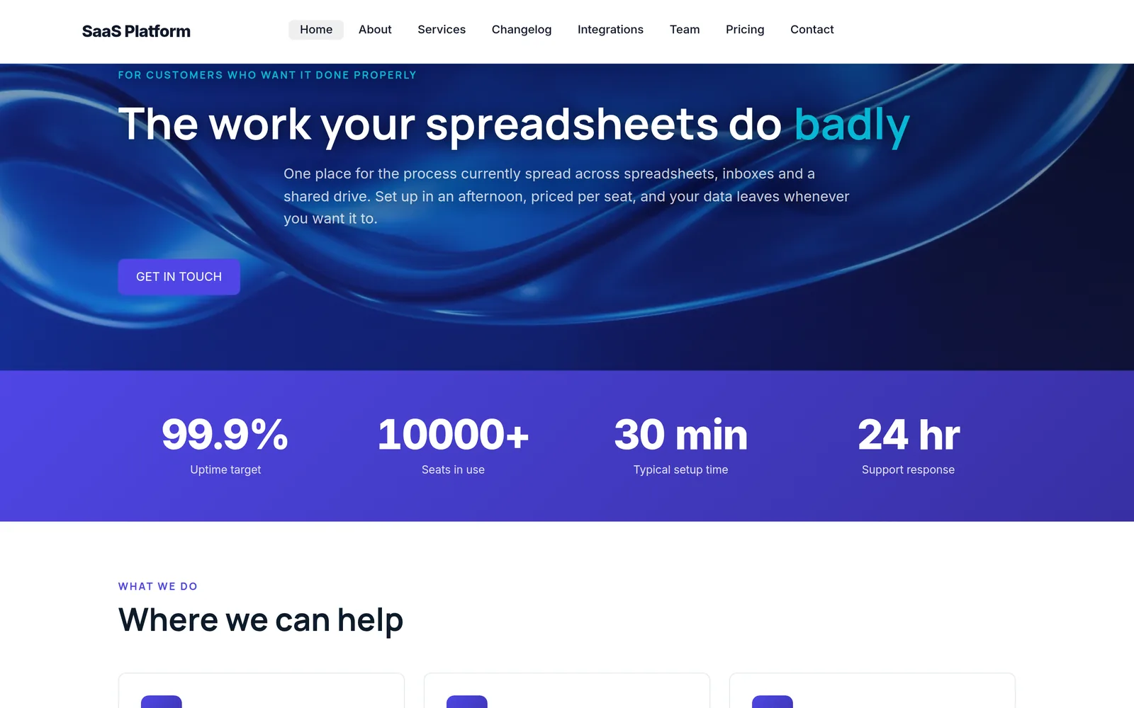 A page from the platform shown in a browser